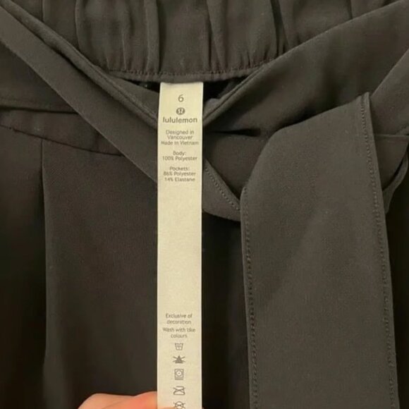 Lululemon Noir Wide Leg Crop Pants Size 6 Belted Waist Black Flowy Workwear S - Picture 4 of 11